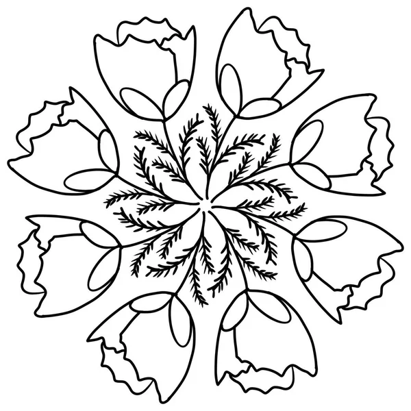 Hand Drawn Line Art Σχέδιο Του Flower Sketch Γραμμή Σχέδιο — Φωτογραφία Αρχείου