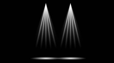 Stüdyoda çizgiler ve spot ışıkları olan koyu arkaplan, özel efekt, soyut ve desenli aydınlatma