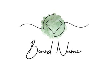 Çizgi sanatı elmas suluboya logo tasarımı