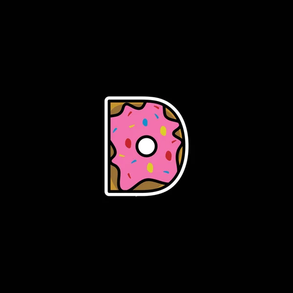 美味的甜甜圈字母 矢量图解 字母D标志 — 图库矢量图片