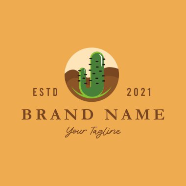 desert logo design, outdoor, landscape, cactus, sunset