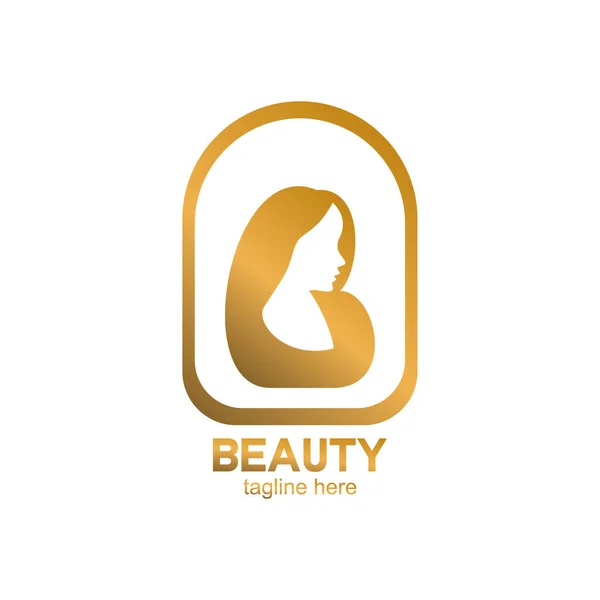 Beauty Salon Logo Design Gold Color Premium Vector — Stock Vector