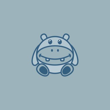 Bebek Hippo Logo Tasarım Vektör Çizimi 