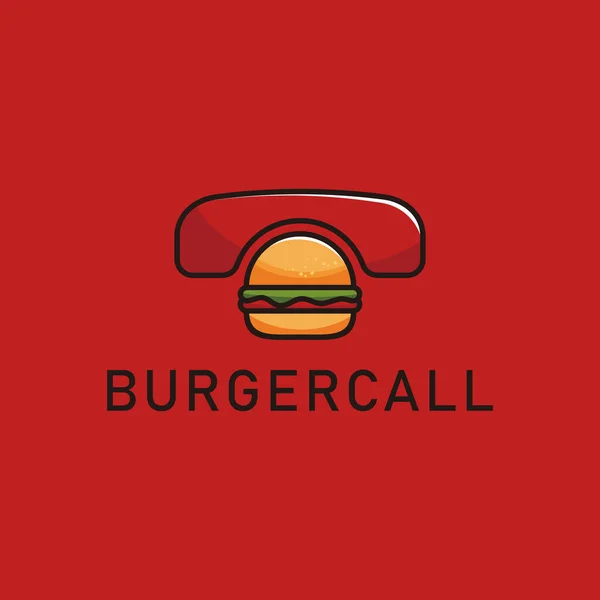 Burger Call Logo Diseño Plantilla Vector Ilustración — Vector de stock