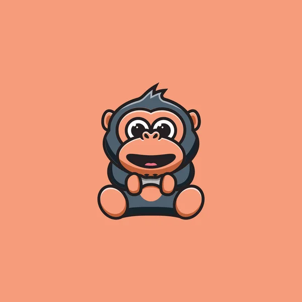 Baby Monkey Mascot Logo Design — Stock Vector