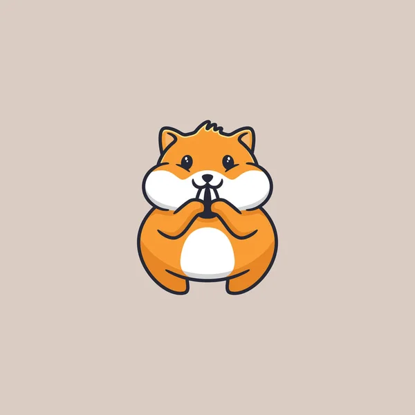 Cute Hamster Animal Mascot Logo Design — 스톡 벡터