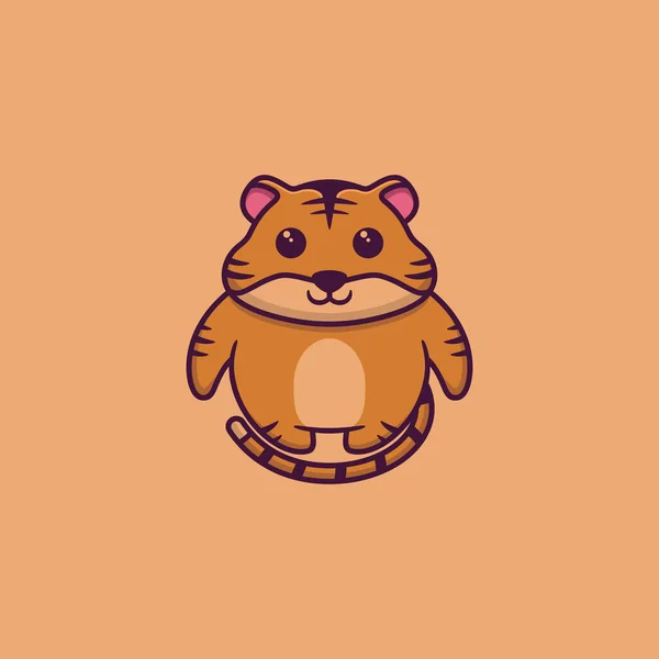 Cute Tiger Kids Mascot Logo Design — 스톡 벡터