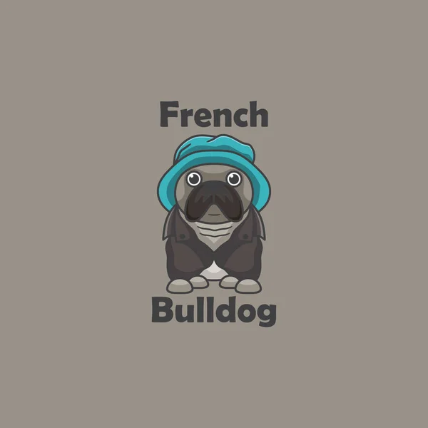 Mascotte Française Bulldog Logo Design — Image vectorielle