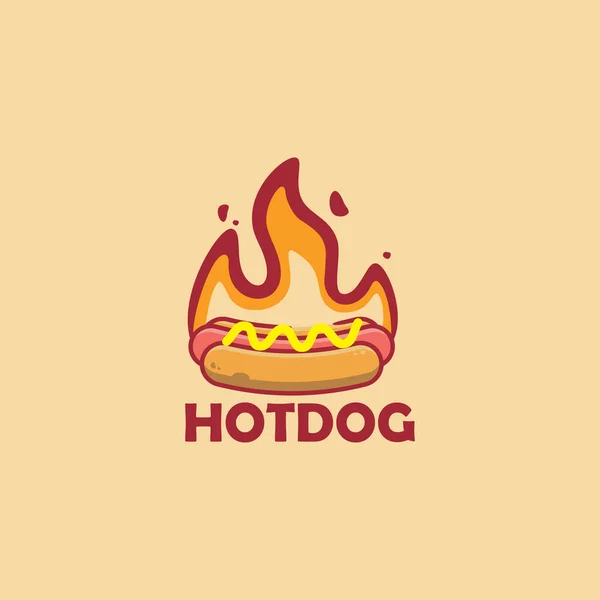 Hotdog Ilustración Mascota Logo Diseño — Vector de stock