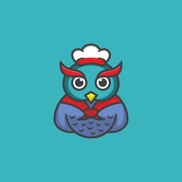 Owl Chef Mascot Logo Design — 스톡 벡터