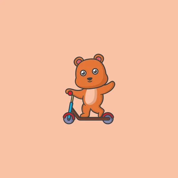 Orso Scooter Vettoriale Illustrazione — Vettoriale Stock