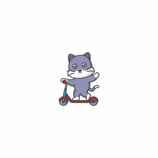 Kočka Vektorové Ilustraci Skútru — Stockový vektor