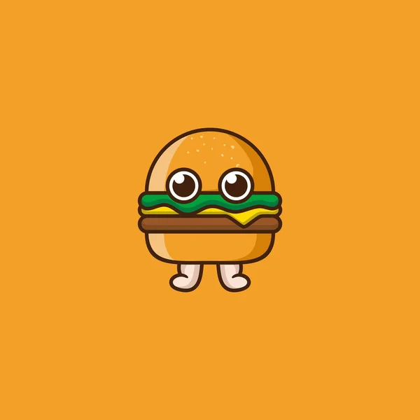 Aranyos Rajzfilm Burger Vektor Illusztráció — Stock Vector