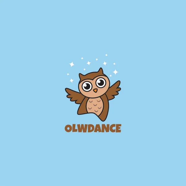 Cute Owl Dancing Mascot Logo Design — 스톡 벡터