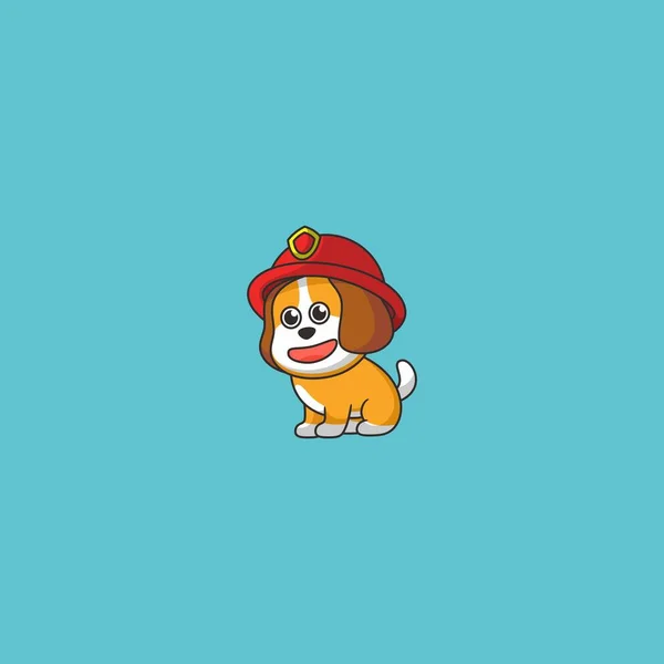 可爱的狗与Helm吉祥物标志设计费 — 图库矢量图片