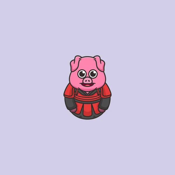 Cute Pig Mascot Logo Design Concept — Image vectorielle