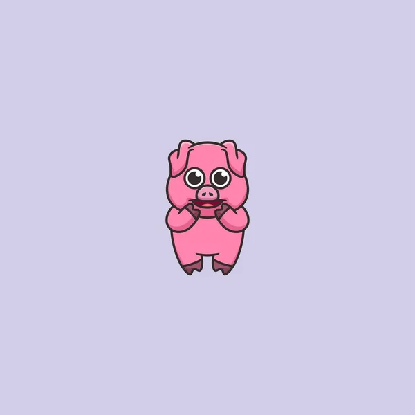 Cute Pig Mascot Logo Design — Stock Vector