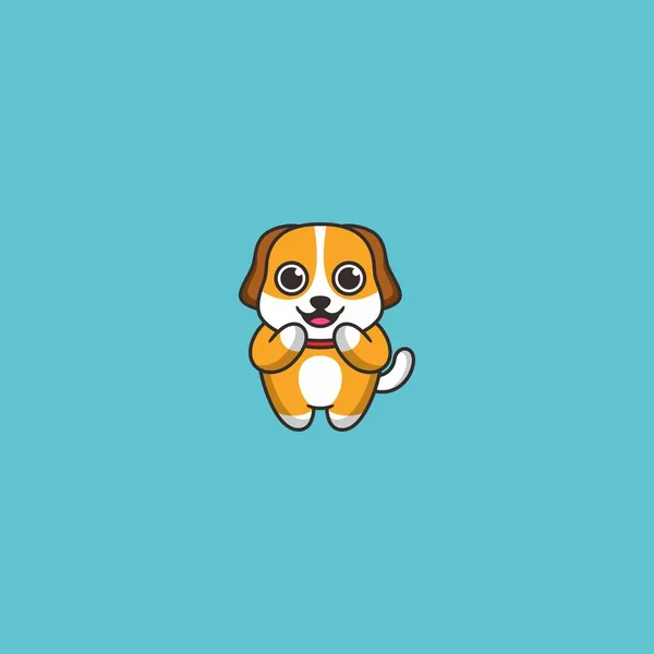 可爱的狗卡通吉祥物标志设计 — 图库矢量图片