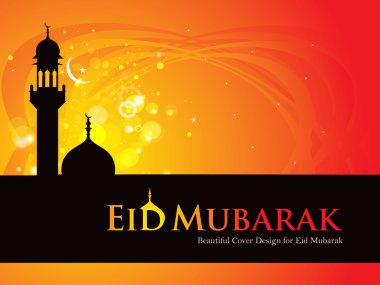güzel eid mubarak kart tasarımı ile güzel cami ve renkli arka plan, eps 10