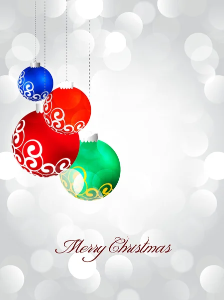 Hermosa tarjeta de Navidad, volante brillante con fondo rojo ilustración vectorial. Eps 10 — Vector de stock