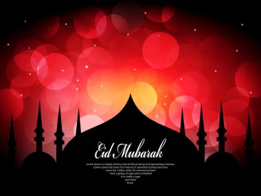 güzel eid mubarak kart tasarımı ile güzel cami ve renkli arka plan, eps 10
