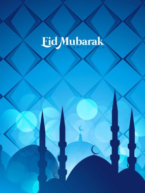 güzel eid mubarak kart tasarımı ile güzel cami ve renkli arka plan, eps 10