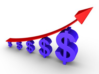 yükselen grafiği ve dolar