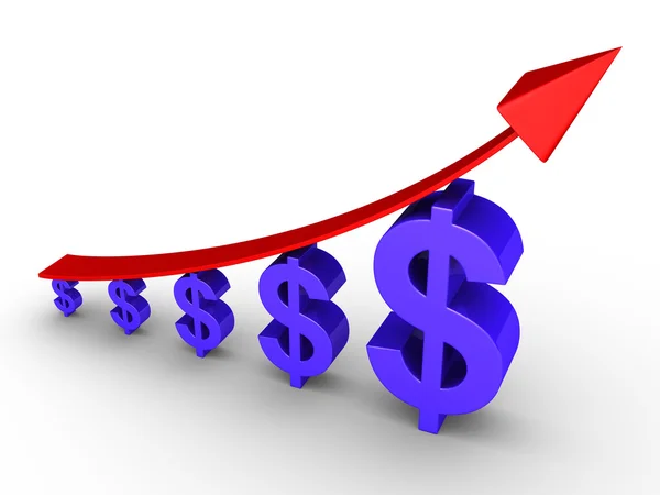 yükselen grafiği ve dolar