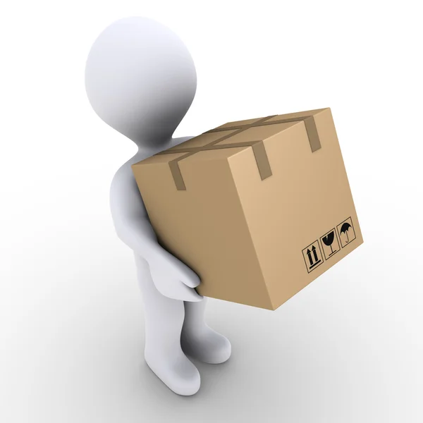 Person carries carton box — Stock Photo, Image