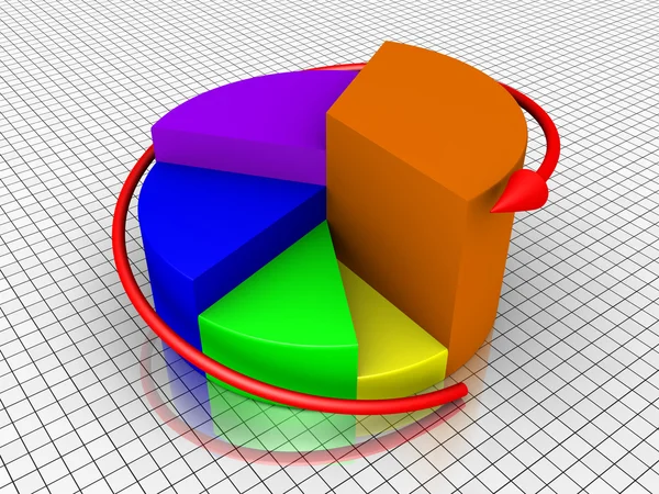Growing diagram of a pie chart and arrow — Stock Photo, Image