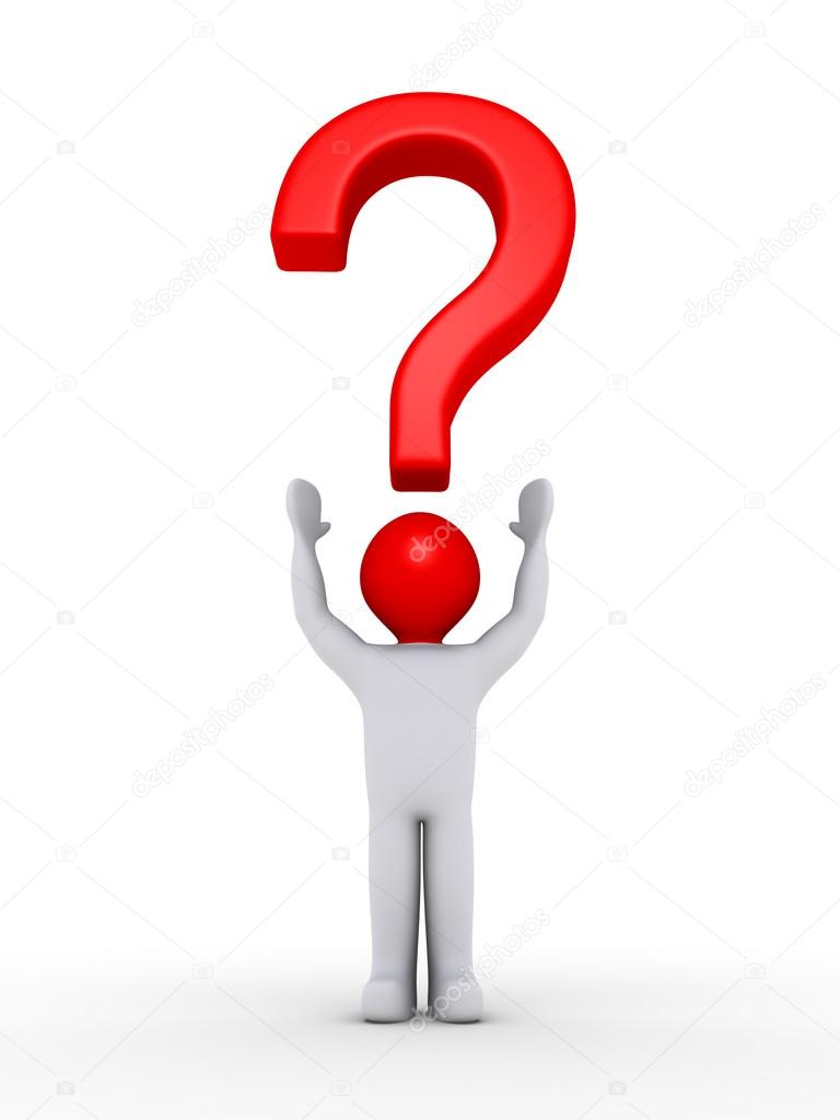 Person with question mark symbol over his head