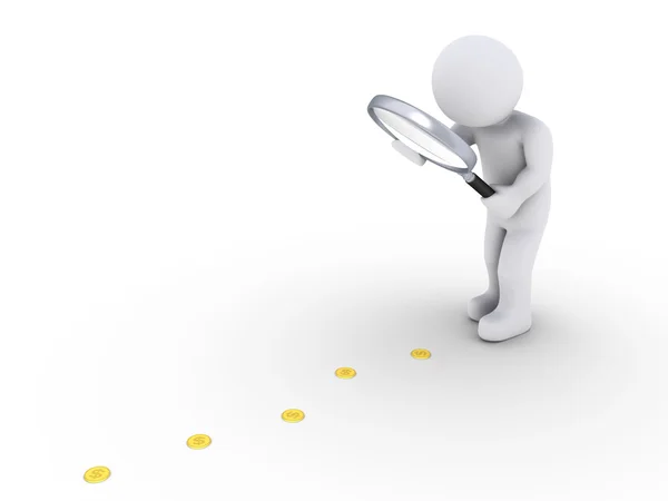 büyüteci olan kişi parayı takip eder.