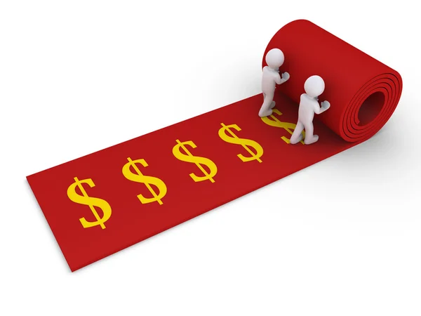 Two unroll carpet of dollar symbols — Stock Photo, Image