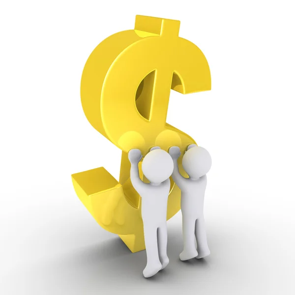 Two raising a dollar symbol — Stock Photo, Image