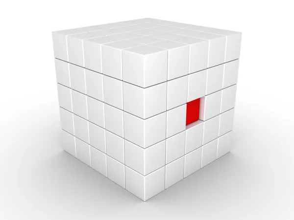 One cube is pressed inwards — Stock Photo, Image