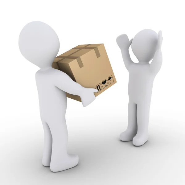 Person is giving to another a sealed carton box — Stock Photo, Image