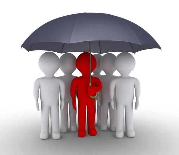 Leader and people are under umbrella — Stock Photo, Image