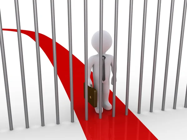 Businessman path is blocked by metal bars — Stock Photo, Image