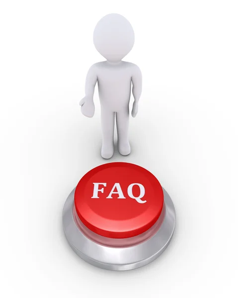 Pessoa oferece o botão FAQ — Fotografia de Stock