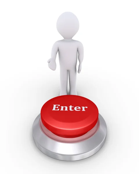 Person offers enter button — Stock Photo, Image