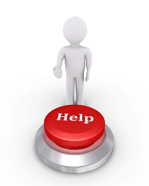 Pessoa oferece botão de ajuda — Fotografia de Stock