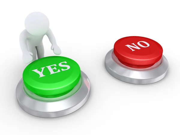 Person pressing the yes button — Stock Photo, Image