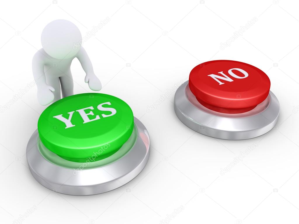Person pressing the yes button