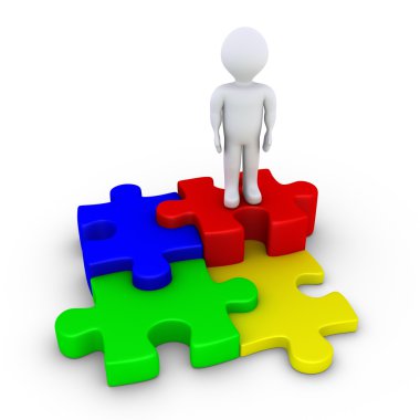 dört adet bağlı ve bir kişinin puzzle