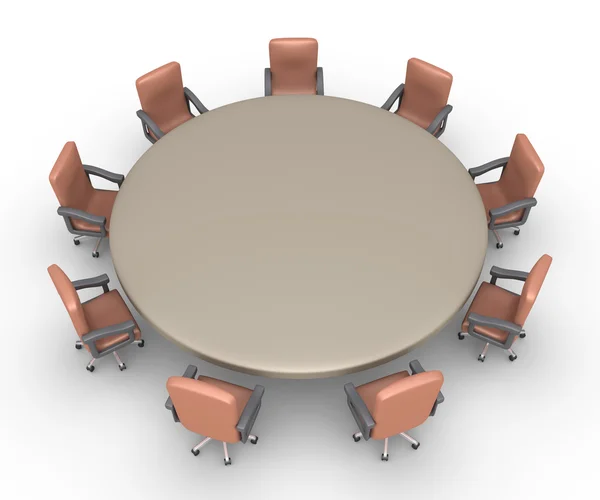 Bir toplantı için hazır bir masa etrafında sandalyeler — Stok fotoğraf