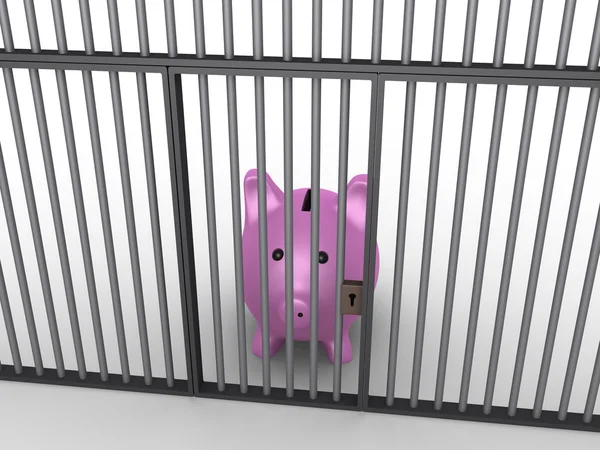 Pig money box in prison — Stock Photo, Image