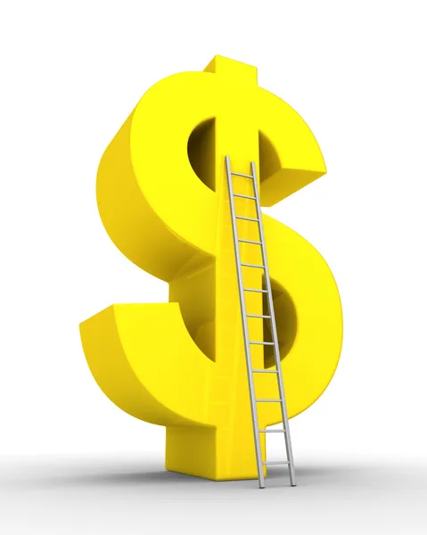 Dollar symbol and a ladder — Stock Photo, Image