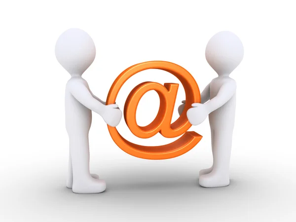 Two people holding e-mail symbol — Stock Photo, Image