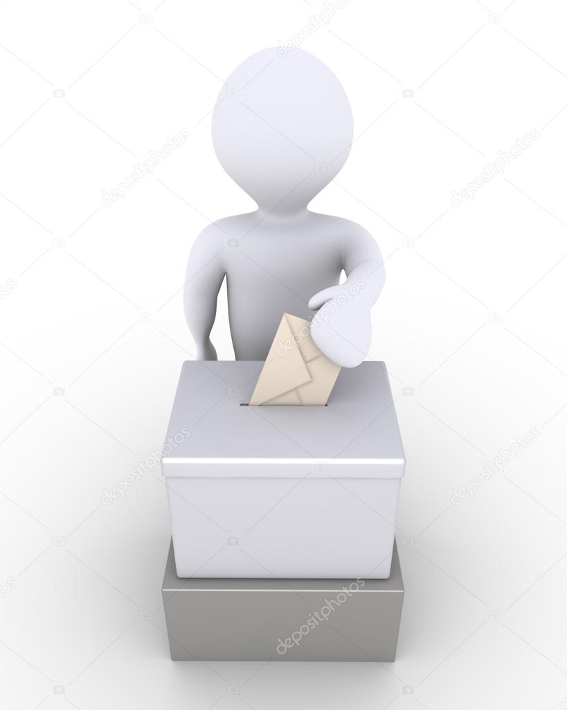 Person before a ballot box is voting