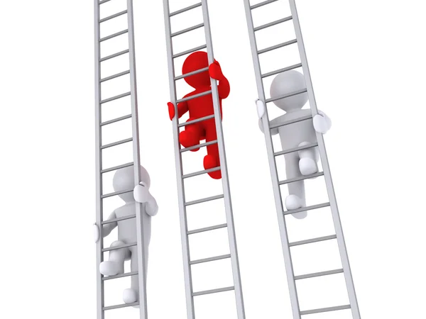 Race op drie ladders — Stockfoto